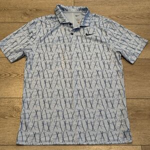 Nike Dri-Fit Golf Polo Mens Medium Pine Needle All Over Print Pattern NWT Preppy